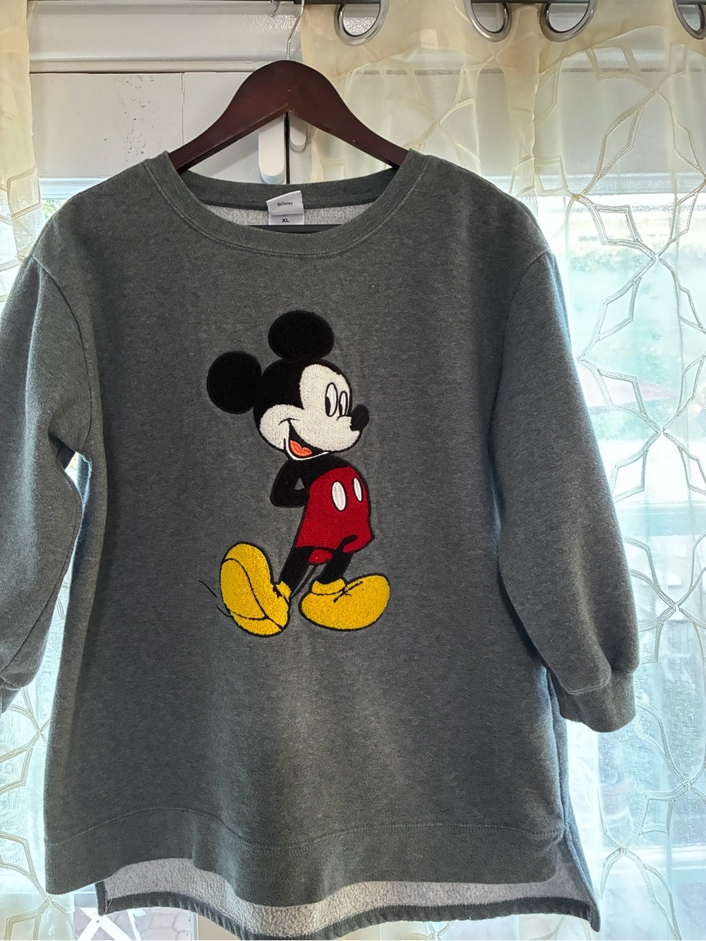Disney Kids  Gray Sweatshirt with Classic Mickey Mouse  Patch